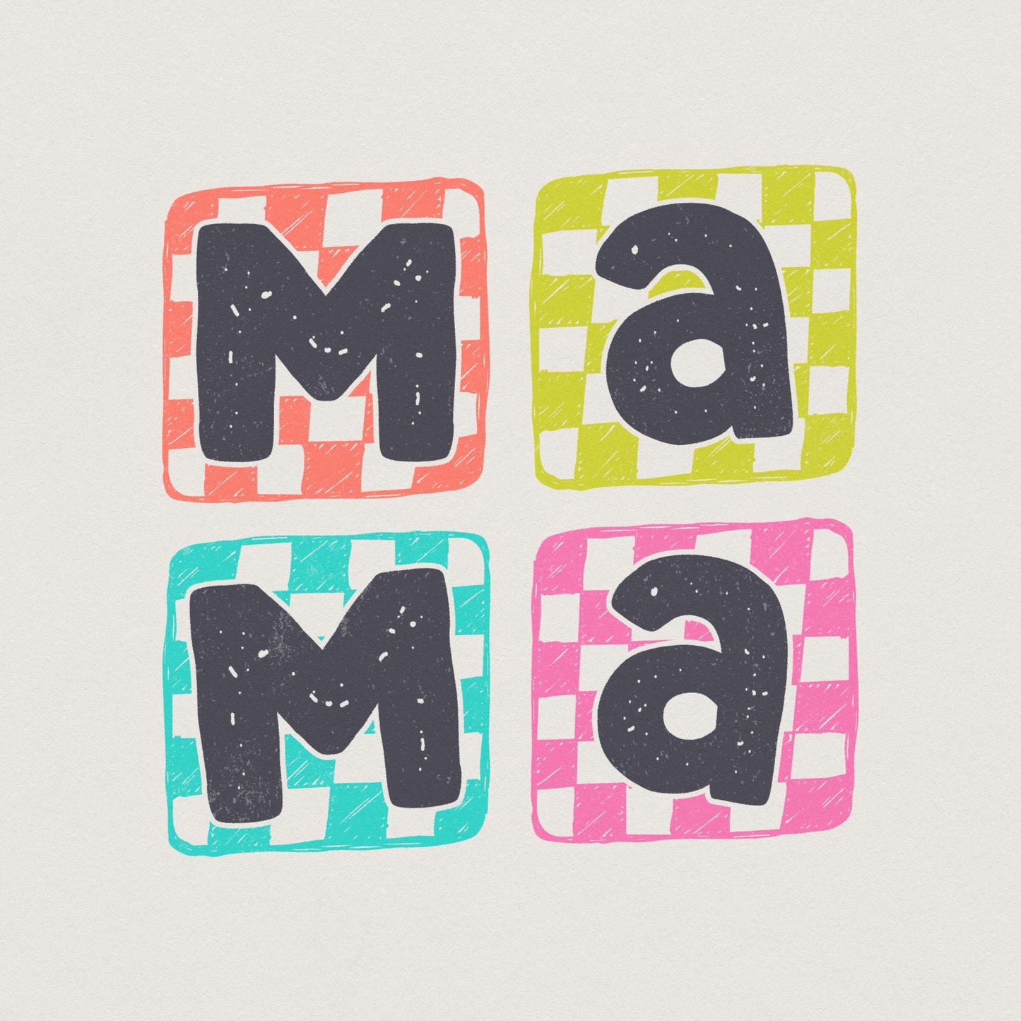 Retro Mama PNG, Checkered Mama Digital Design - 300 DPI Design for T-Shirt