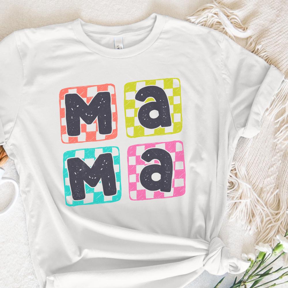 Retro Mama PNG, Checkered Mama Digital Design - 300 DPI Design for T-Shirt