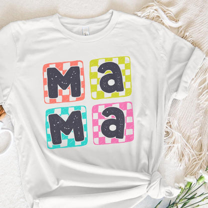 Retro Mama PNG, Checkered Mama Digital Design - 300 DPI Design for T-Shirt