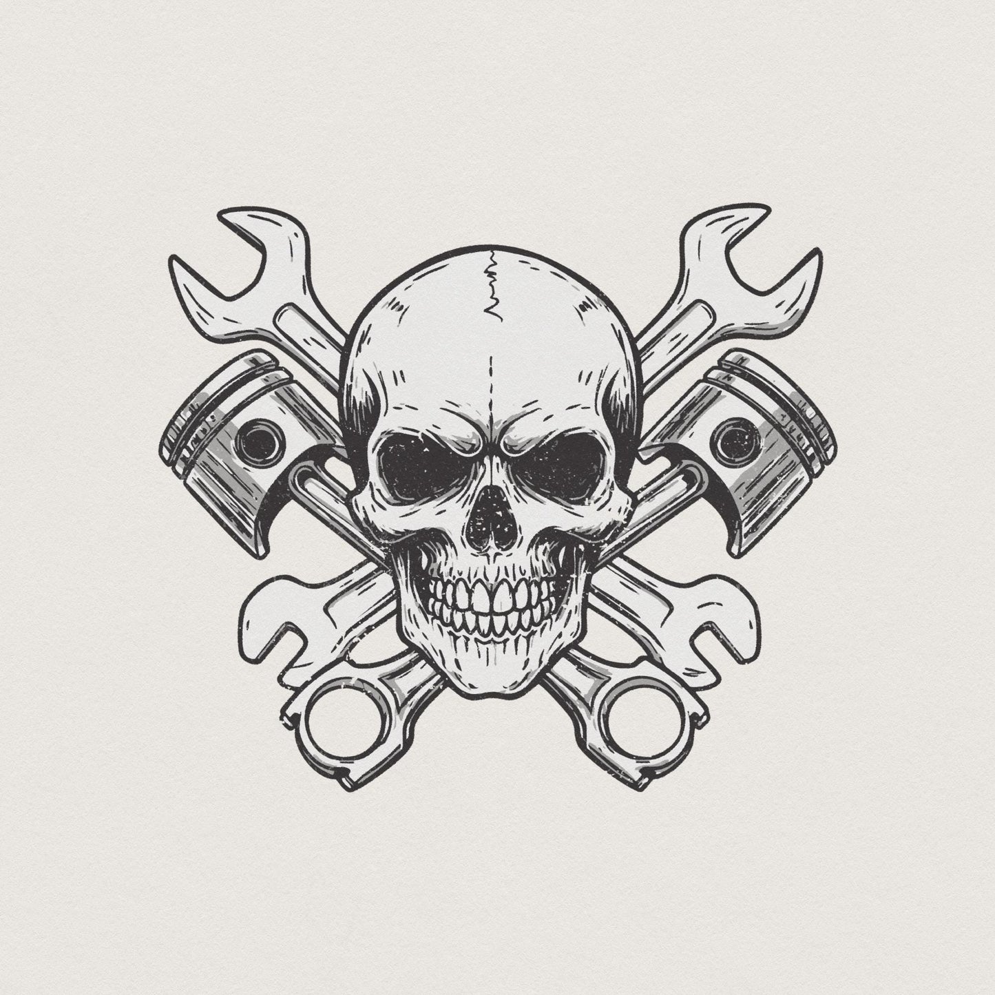 Mechanic Skull png, Piston png - 300 DPI Design for T-Shirt