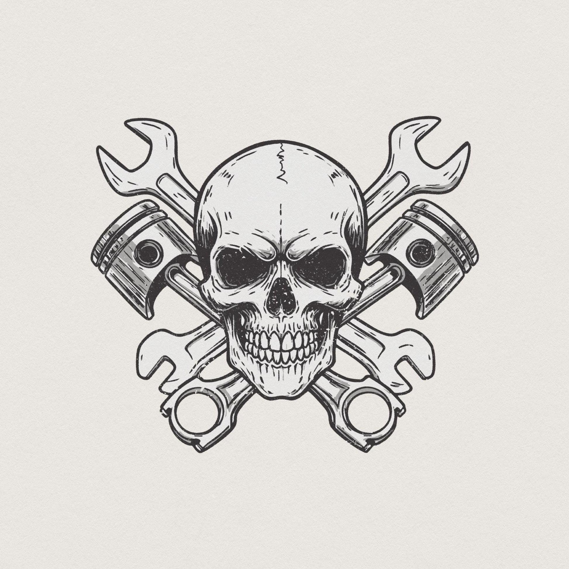 Mechanic Skull png, Piston png - 300 DPI Design for T-Shirt