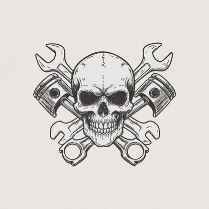 Mechanic Skull png, Piston png - 300 DPI Design for T-Shirt