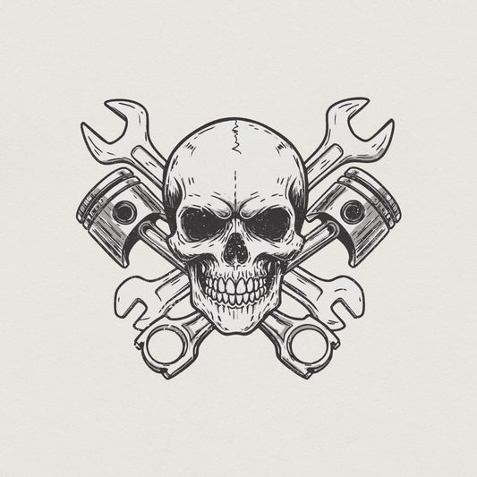 Mechanic Skull png, Piston png - 300 DPI Design for T-Shirt