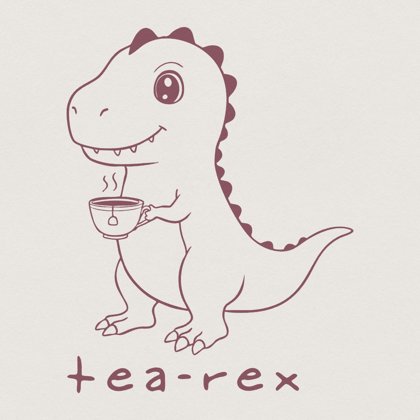 Tea Rex Dinosaur Pun PNG - Funny T-Rex Clipart for Tea Lovers, Crafting