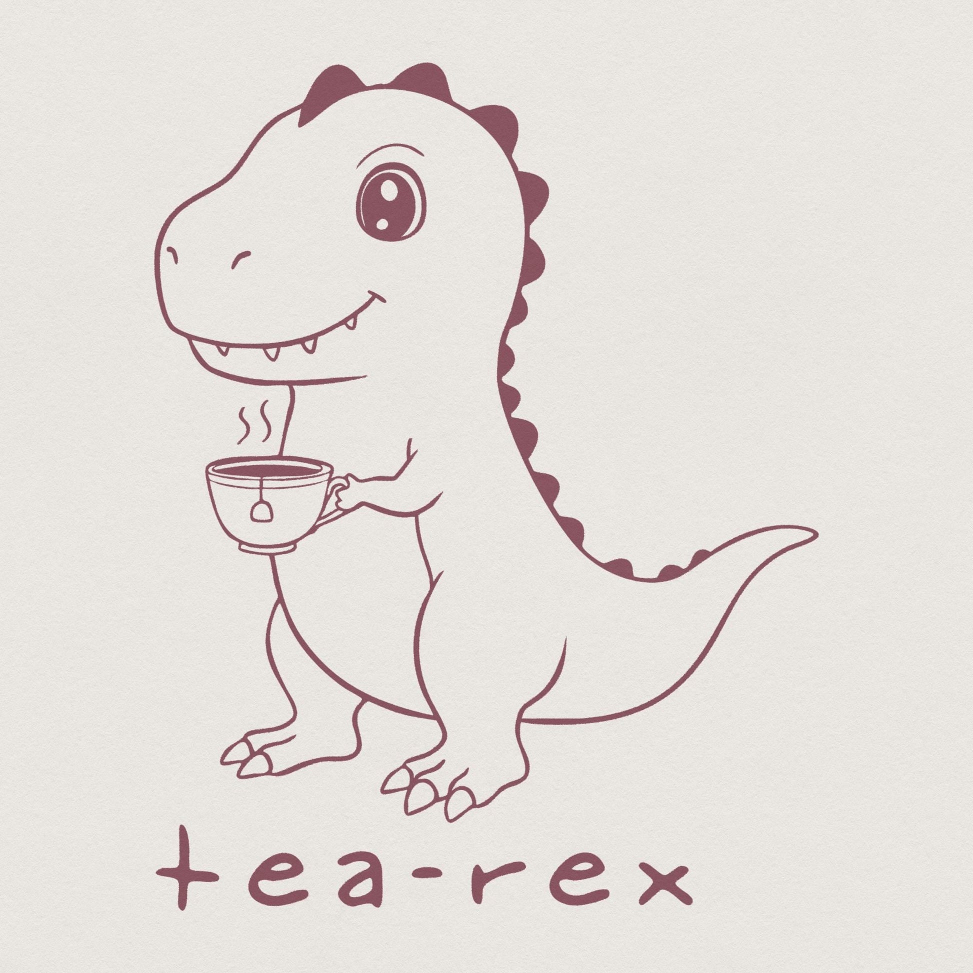 Tea Rex Dinosaur Pun PNG - Funny T-Rex Clipart for Tea Lovers, Crafting