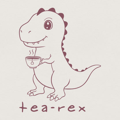 Tea Rex Dinosaur Pun PNG - Funny T-Rex Clipart for Tea Lovers, Crafting