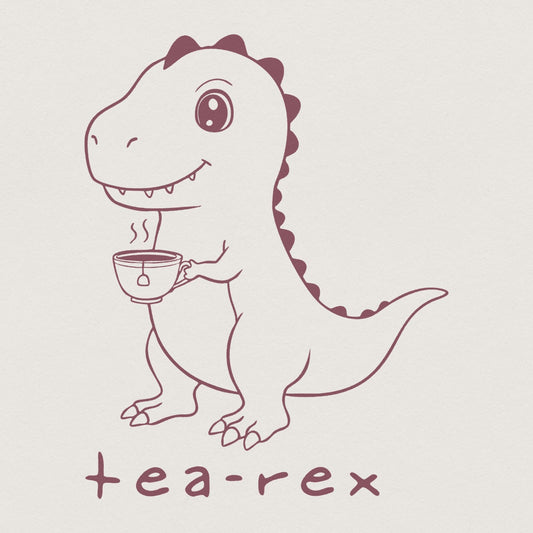 Tea Rex Dinosaur Pun PNG - Funny T-Rex Clipart for Tea Lovers, Crafting