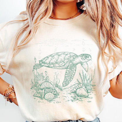 Sea Turtle PNG, Sublimation Download - 300 DPI Design for T-Shirt
