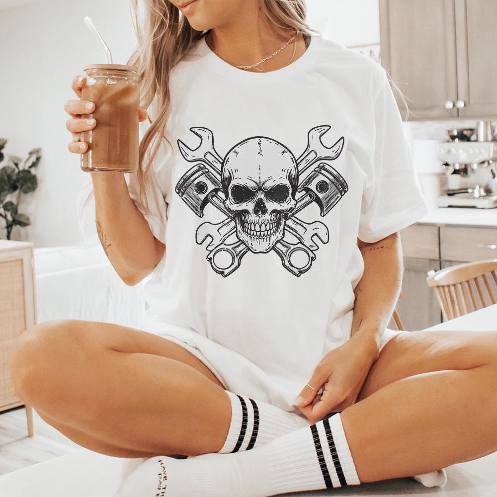 Mechanic Skull png, Piston png - 300 DPI Design for T-Shirt