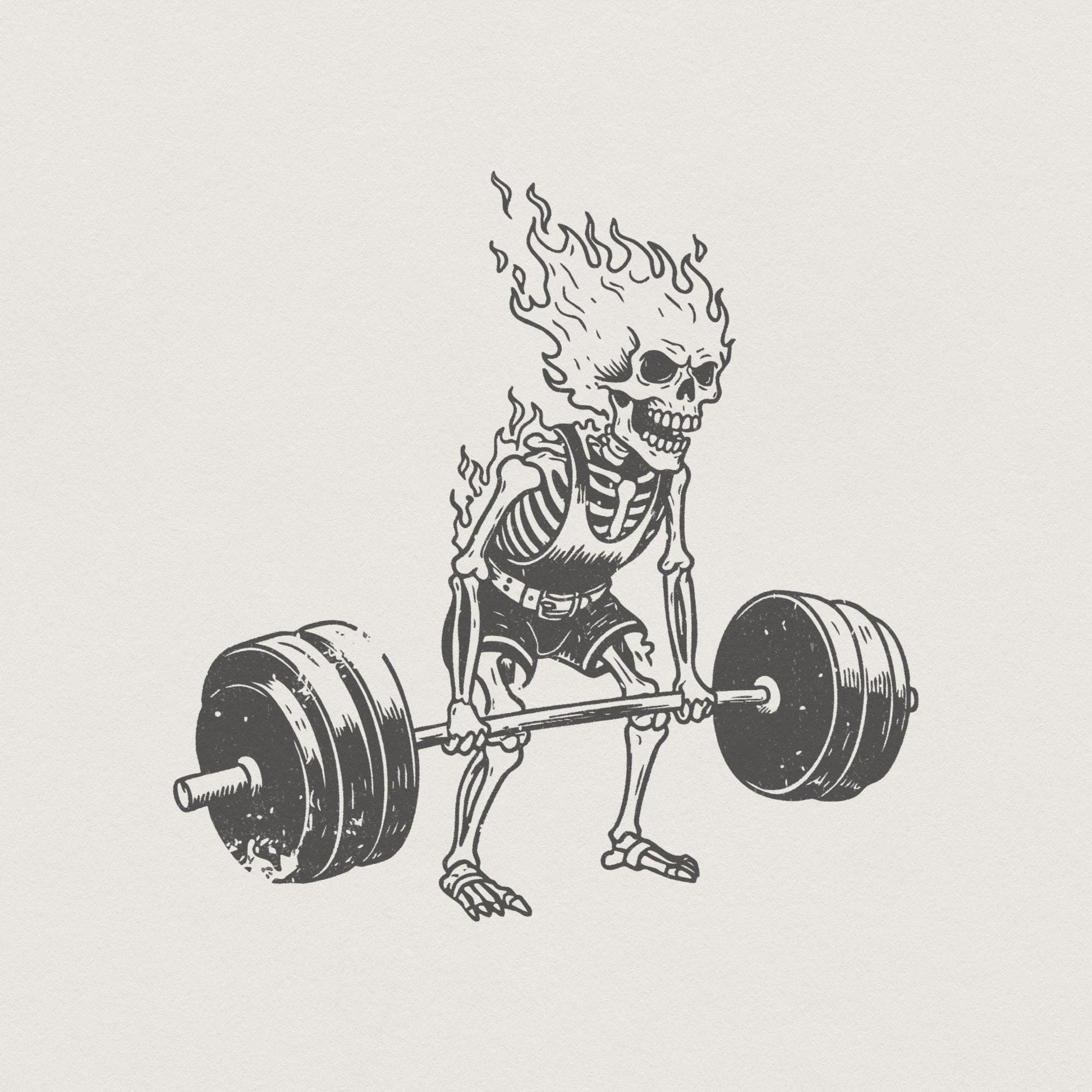 Skeleton Deadlift png, Gym Workout PNG - 300 DPI Design for T-Shirt