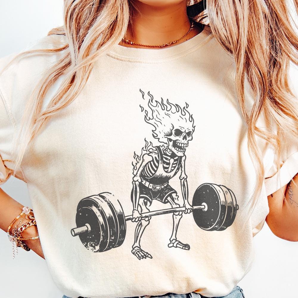 Skeleton Deadlift png, Gym Workout PNG - 300 DPI Design for T-Shirt