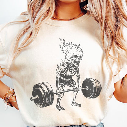 Skeleton Deadlift png, Gym Workout PNG - 300 DPI Design for T-Shirt