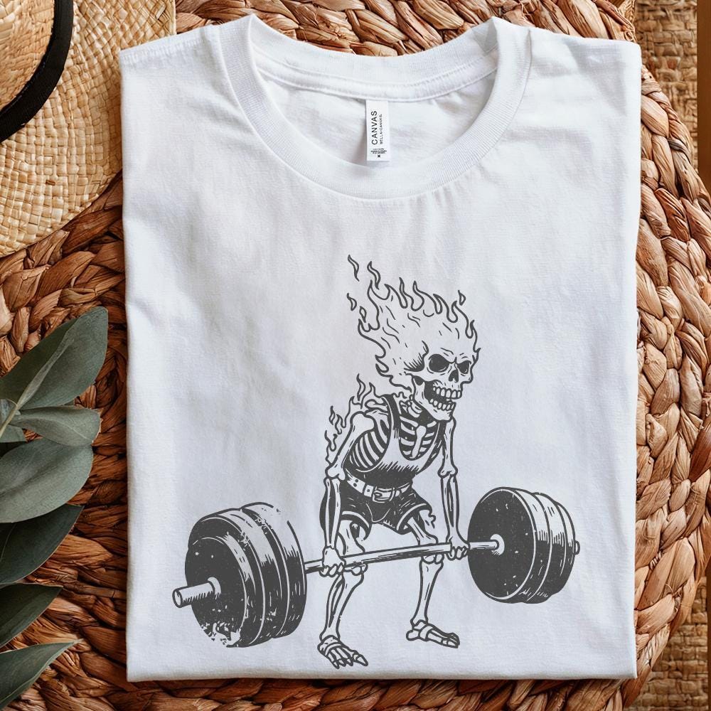 Skeleton Deadlift png, Gym Workout PNG - 300 DPI Design for T-Shirt