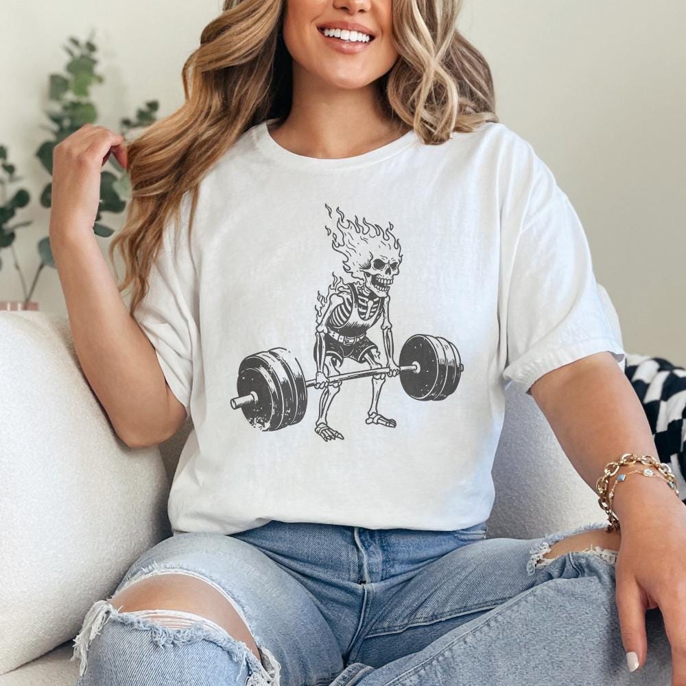 Skeleton Deadlift png, Gym Workout PNG - 300 DPI Design for T-Shirt