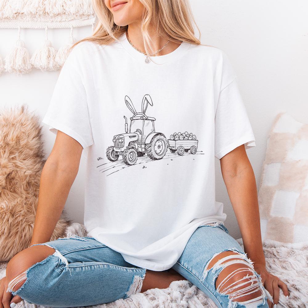 Farm Tractor Sublimation, Easter Tractor PNG - 300 DPI Design for T-Shirt