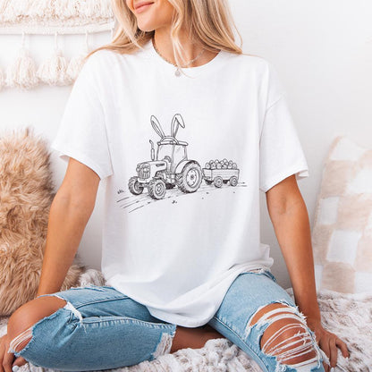 Farm Tractor Sublimation, Easter Tractor PNG - 300 DPI Design for T-Shirt