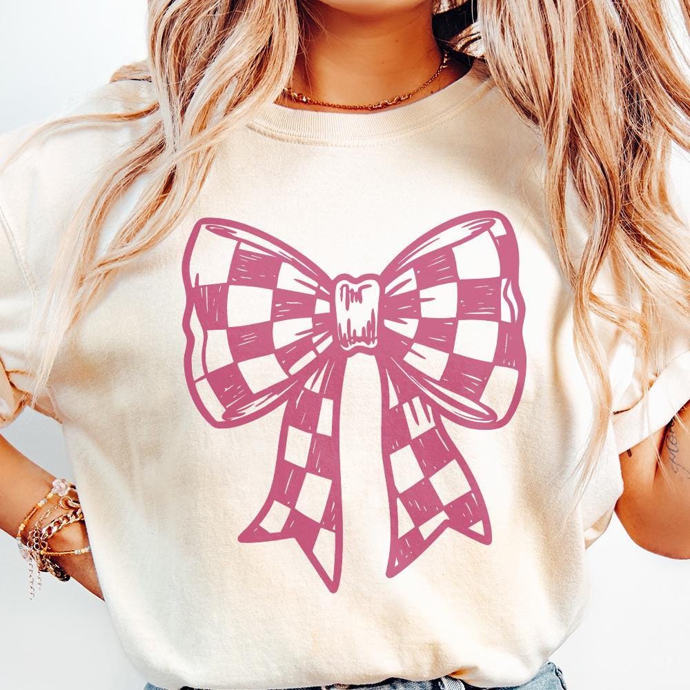Checkered Bow PNG, Coquette Bow PNG - 300 DPI Design for T-Shirt