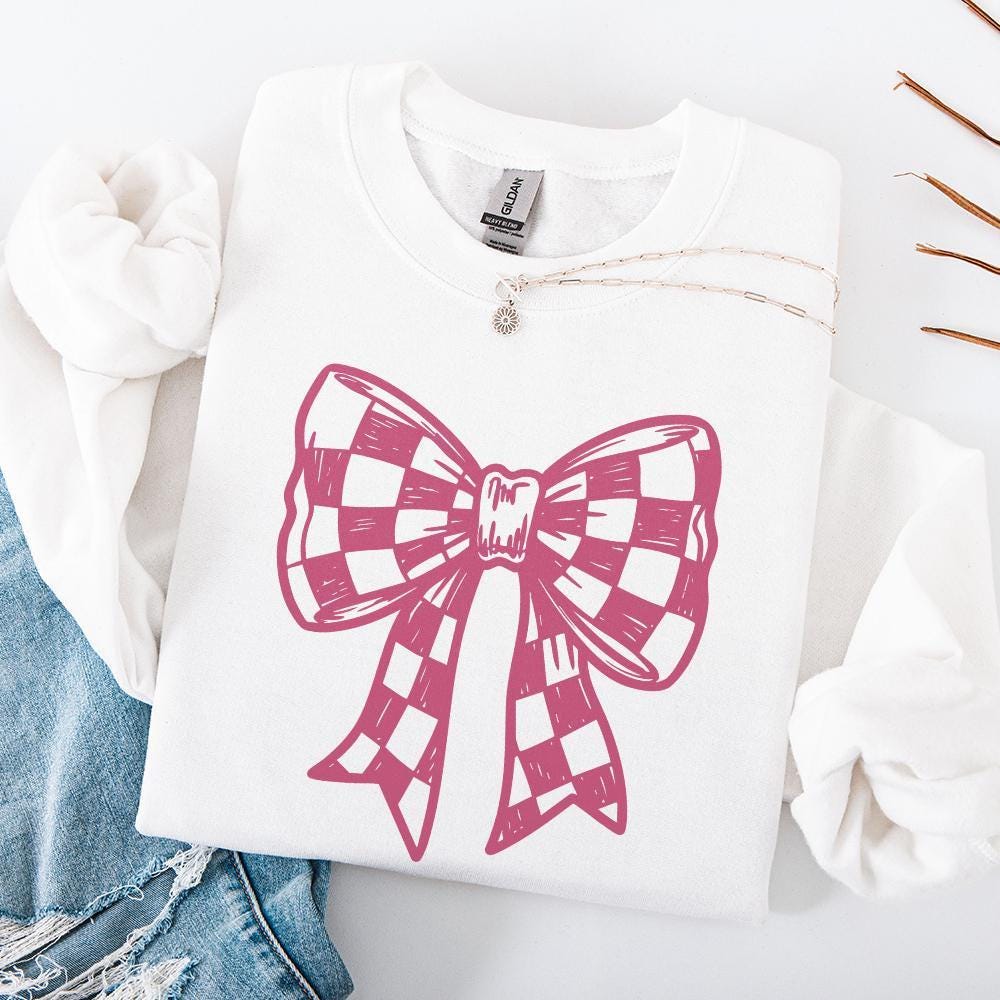Checkered Bow PNG, Coquette Bow PNG - 300 DPI Design for T-Shirt