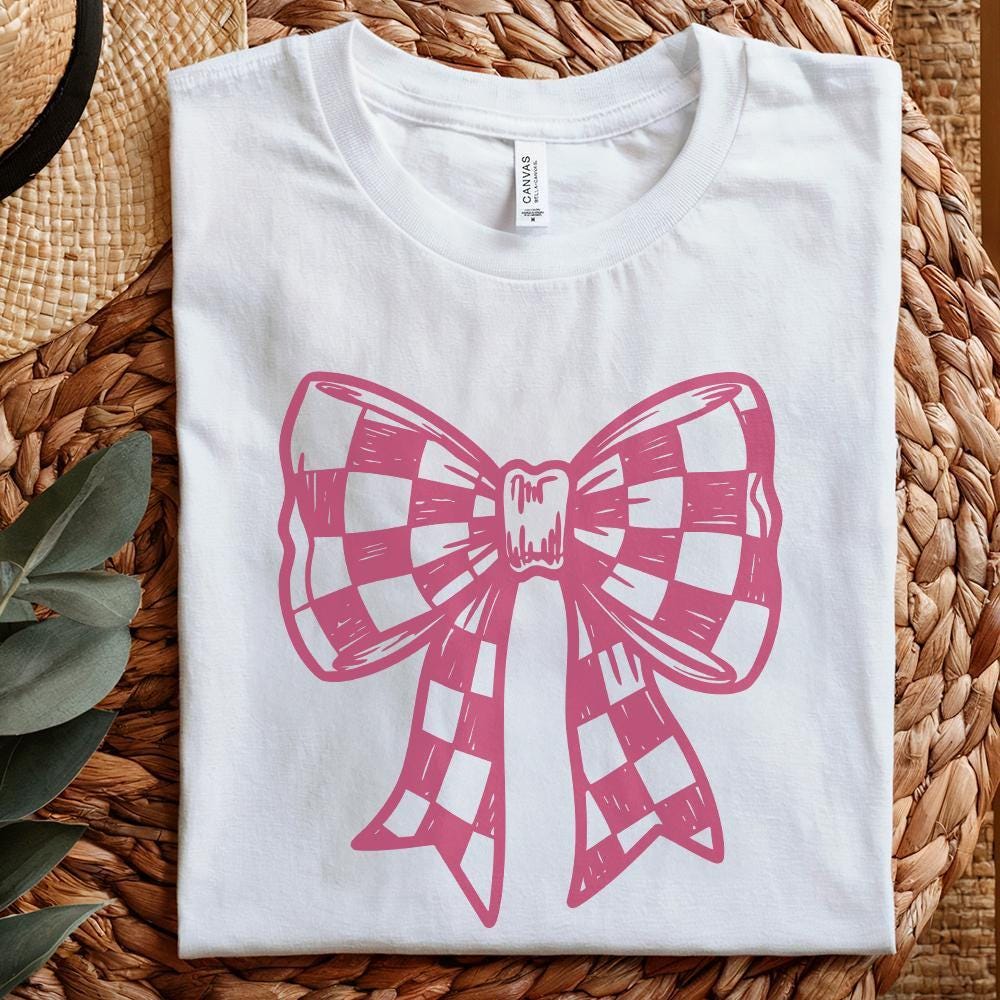 Checkered Bow PNG, Coquette Bow PNG - 300 DPI Design for T-Shirt