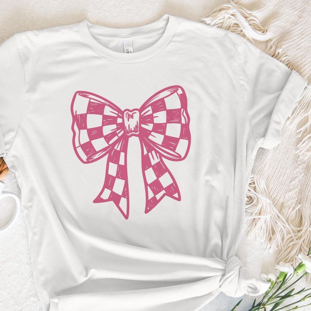 Checkered Bow PNG, Coquette Bow PNG - 300 DPI Design for T-Shirt