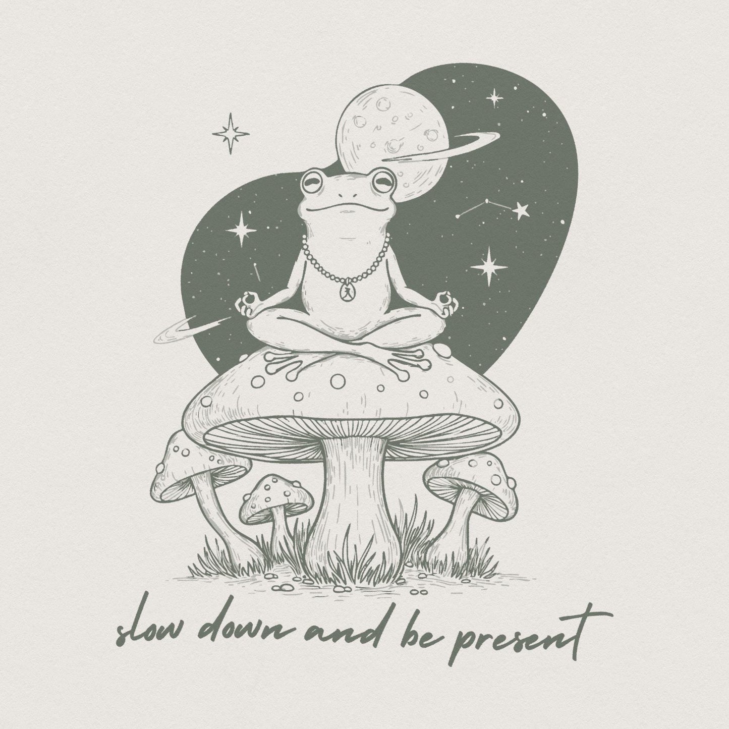 Trendy Artsy Frog Mushroom Design, Cute Frog png - 300 DPI Design for