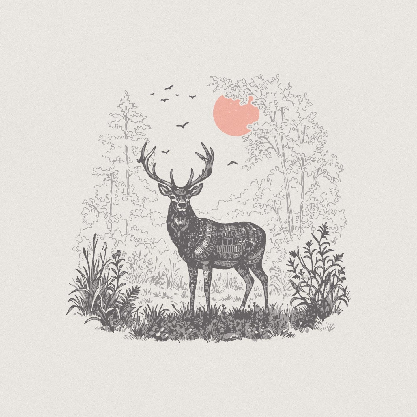 Majestic Deer PNG, Deer Sublimation Print - 300 DPI Design for T-Shirt