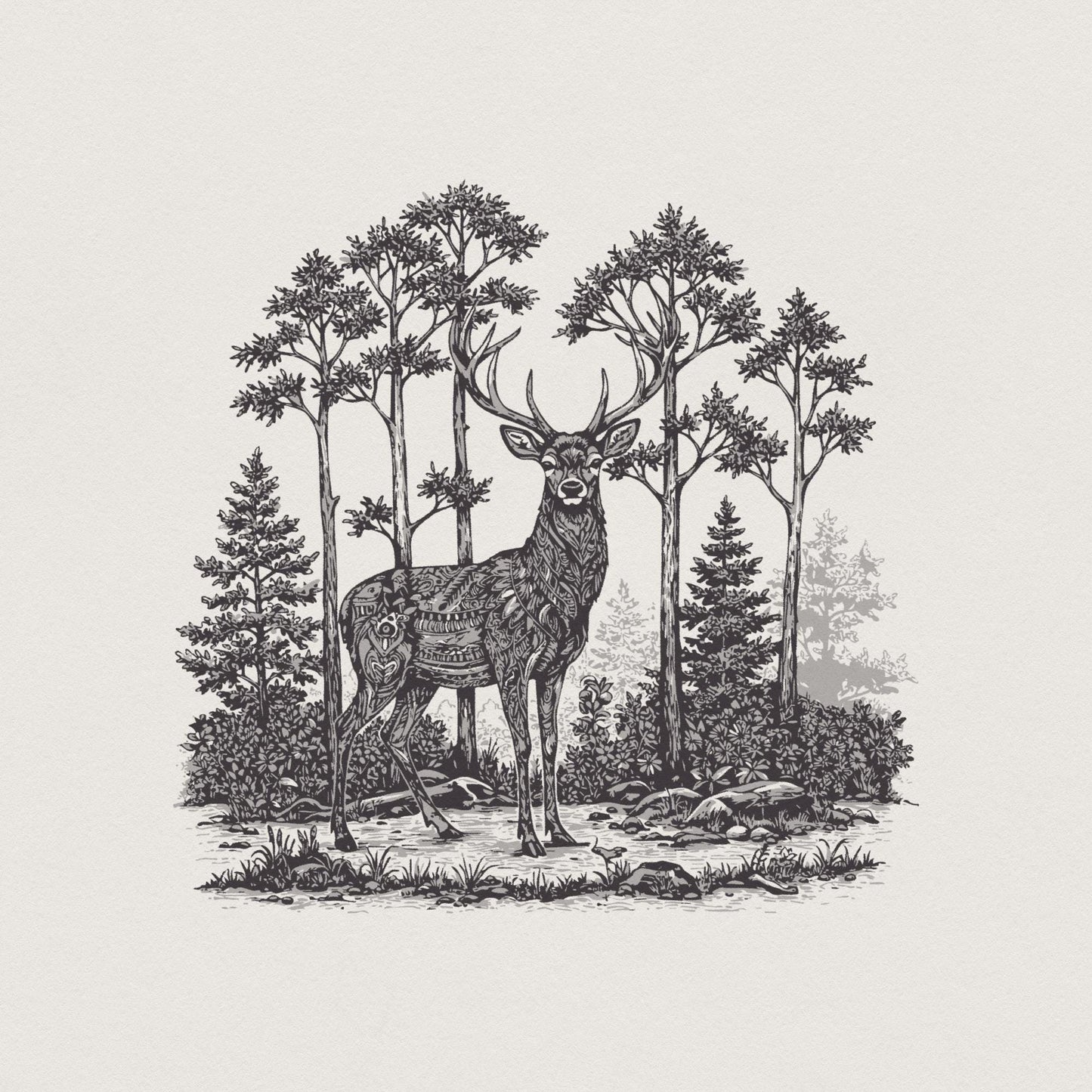 Majestic Deer PNG, Deer Art - 300 DPI Design for T-Shirt