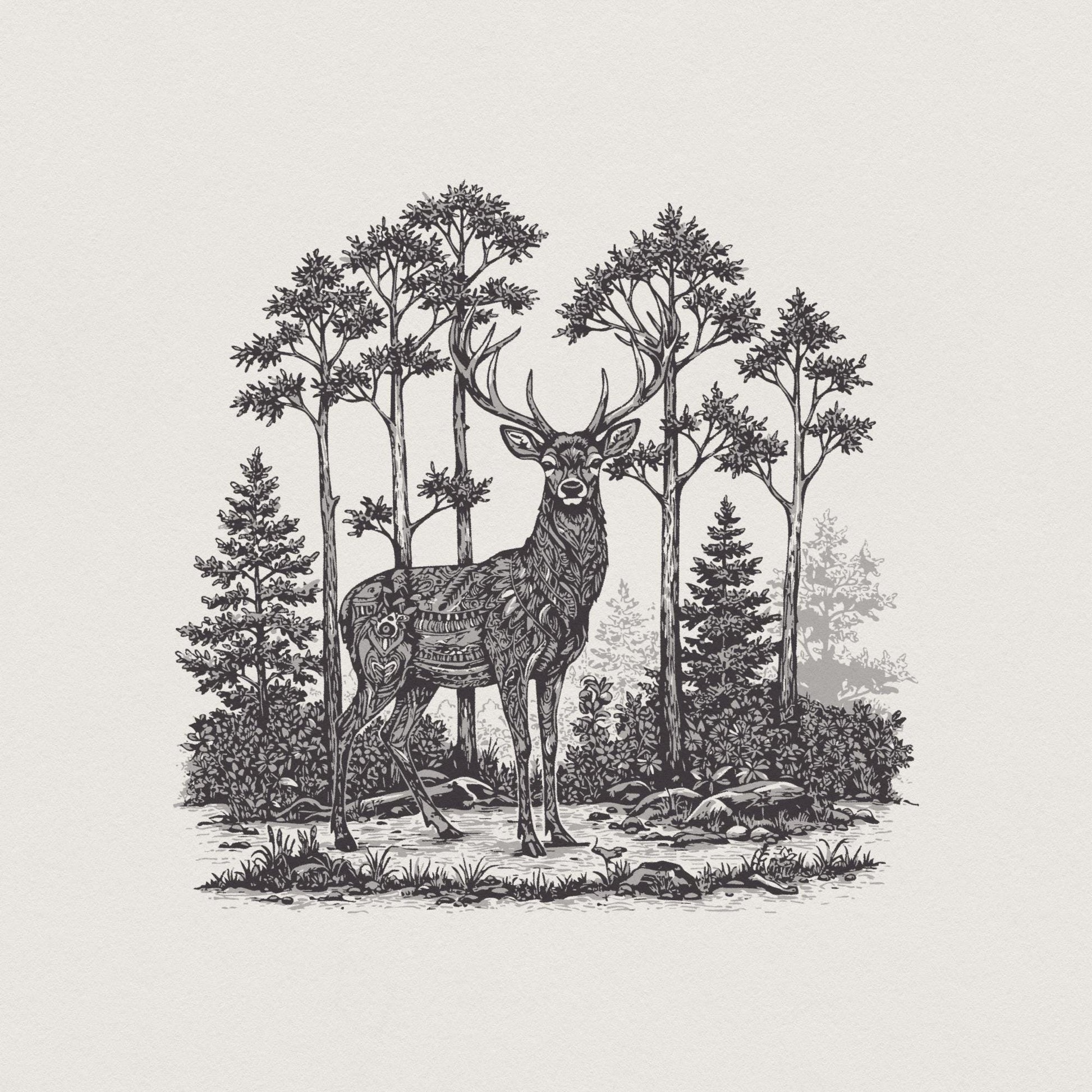 Majestic Deer PNG, Deer Art - 300 DPI Design for T-Shirt