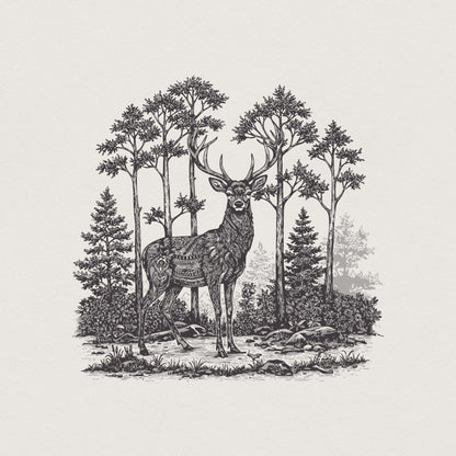 Majestic Deer PNG, Deer Art - 300 DPI Design for T-Shirt