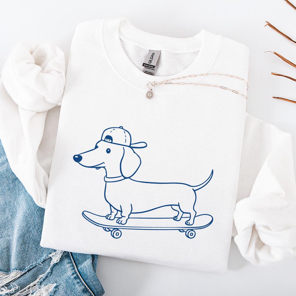 Skateboarding Dog Clipart PNG, Cute Pet Art - 300 DPI Design for T-Shirt