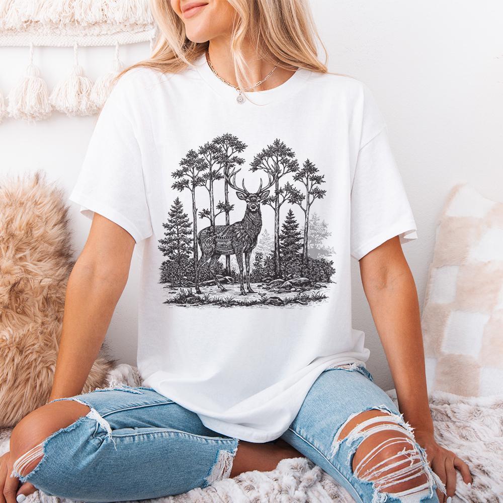 Majestic Deer PNG, Deer Art - 300 DPI Design for T-Shirt