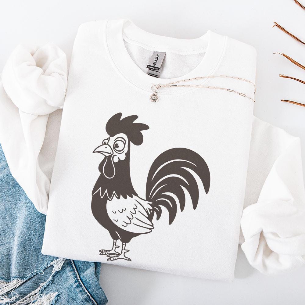 Funny Chicken PNG, Crazy Rooster Sublimation Design - 300 DPI Design for