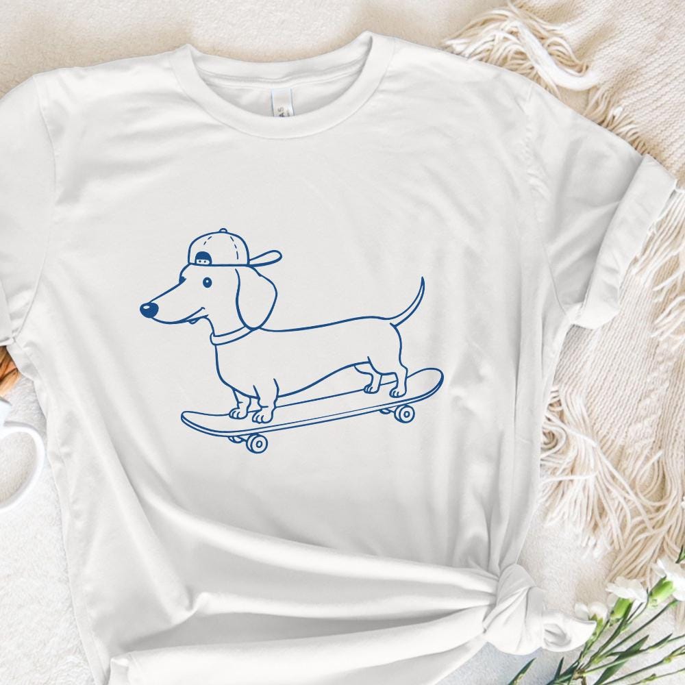 Skateboarding Dog Clipart PNG, Cute Pet Art - 300 DPI Design for T-Shirt