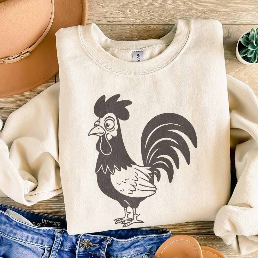 Funny Chicken PNG, Crazy Rooster Sublimation Design - 300 DPI Design for