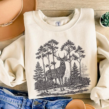 Majestic Deer PNG, Deer Art - 300 DPI Design for T-Shirt