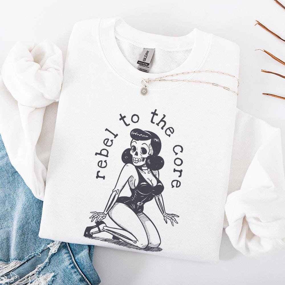 Vintage Pin Up PNG, Halloween Skeleton Clipart - 300 DPI Design for T-Shirt