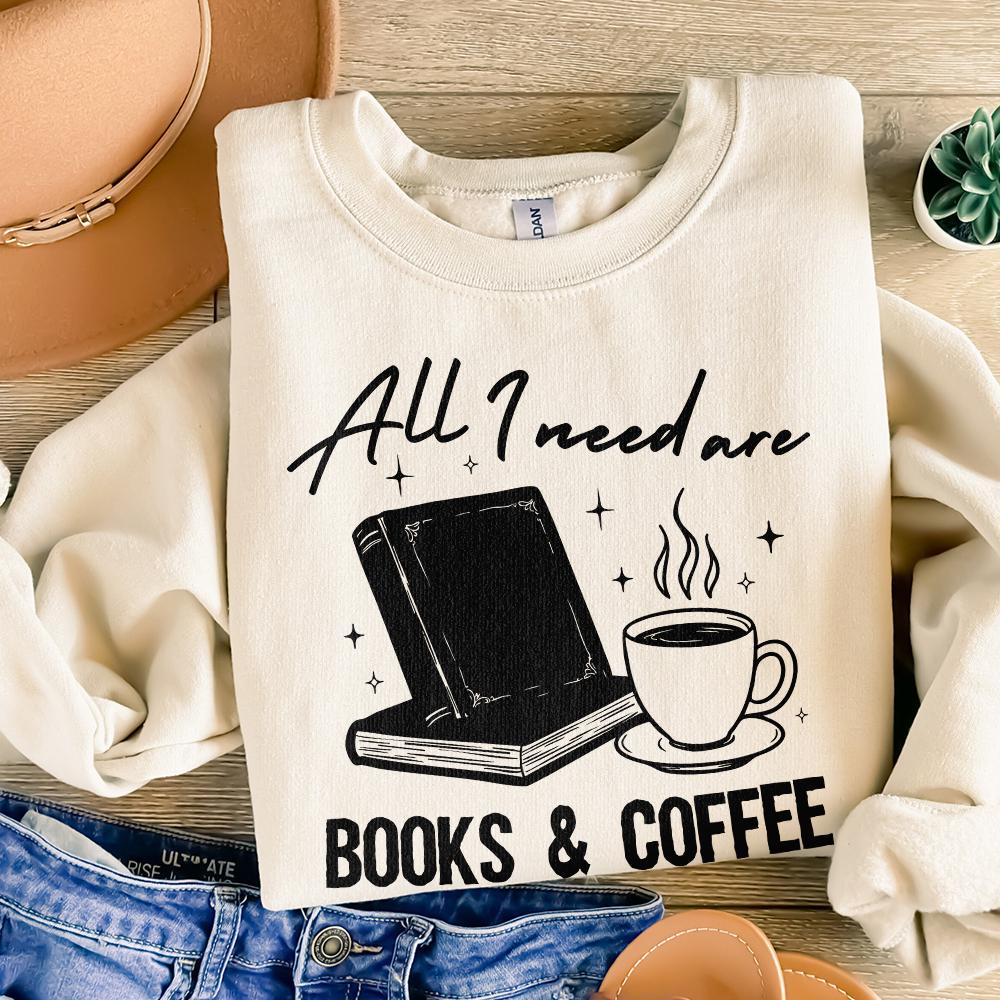All I Need Is My Book & Coffee PNG, Book Lover PNG - 300 DPI Design for