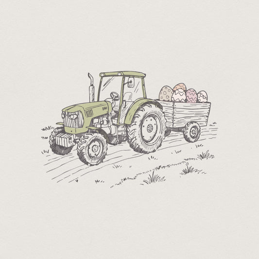 Farm Tractor Sublimation, Easter Tractor PNG - 300 DPI Design for T-Shirt