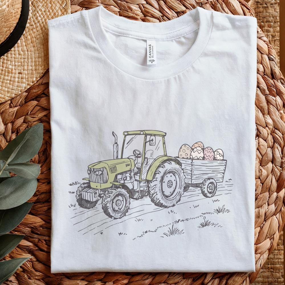 Farm Tractor Sublimation, Easter Tractor PNG - 300 DPI Design for T-Shirt