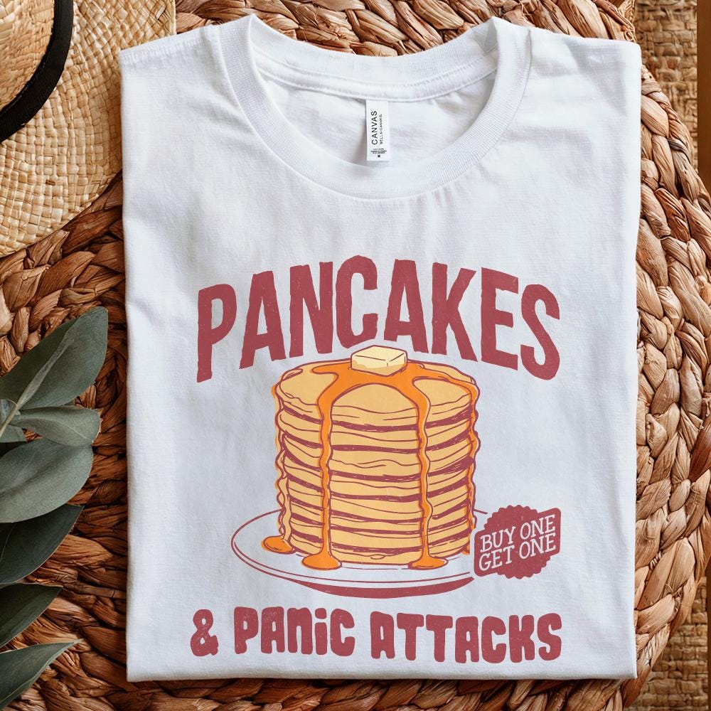 Pancakes and Panic Attacks PNG, Funny Retro Sublimation - 300 DPI Design