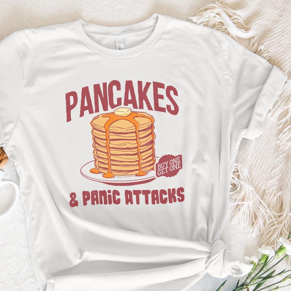 Pancakes and Panic Attacks PNG, Funny Retro Sublimation - 300 DPI Design
