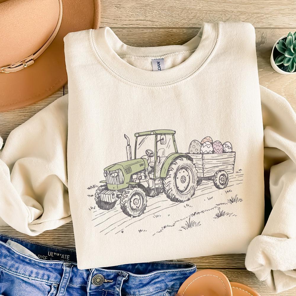 Farm Tractor Sublimation, Easter Tractor PNG - 300 DPI Design for T-Shirt