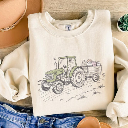 Farm Tractor Sublimation, Easter Tractor PNG - 300 DPI Design for T-Shirt