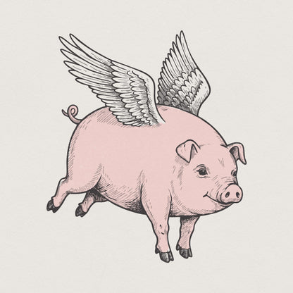 Flying Pig PNG Download, Funny Pig Clipart - 300 DPI Design for T-Shirt