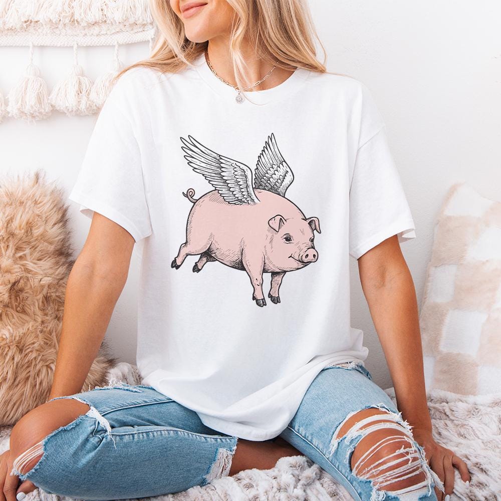 Flying Pig PNG Download, Funny Pig Clipart - 300 DPI Design for T-Shirt