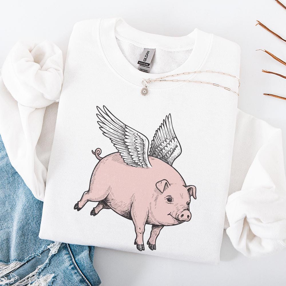 Flying Pig PNG Download, Funny Pig Clipart - 300 DPI Design for T-Shirt