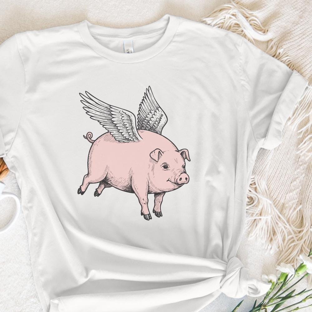 Flying Pig PNG Download, Funny Pig Clipart - 300 DPI Design for T-Shirt