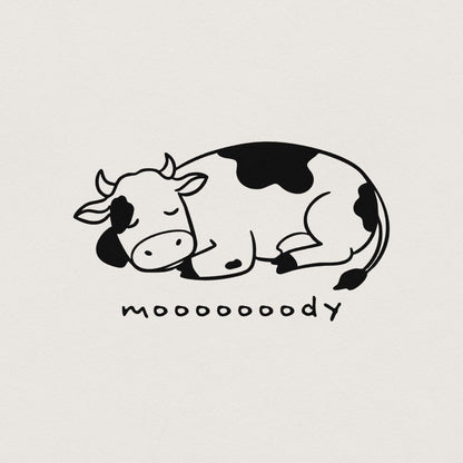 Moody Cow png, Sleepy Cow PNG - 300 DPI Design for T-Shirt