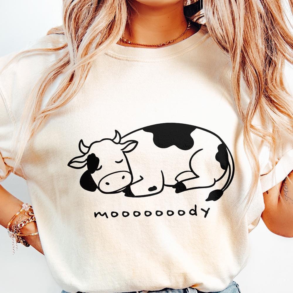 Moody Cow png, Sleepy Cow PNG - 300 DPI Design for T-Shirt