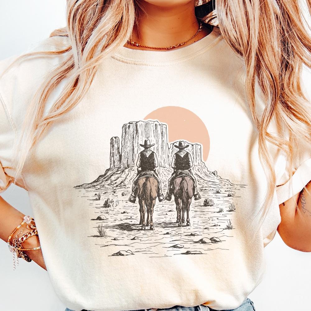 Trendy Western PNG Digital Download, Cowboy Desert Illustration - 300 DPI